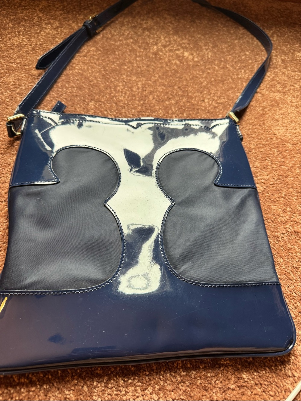 Tory Burch Navy Patent & Leather Crossbody Bag